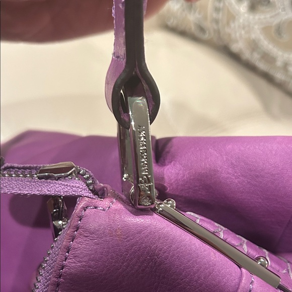 B Makowsky Purple Leather Women's Bag with Silver Hardware NWOT - Picture 8 of 11